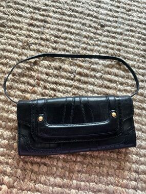 Brahmin Black Leather Crossbody Wallet Clutch Organizer Bag Small Purse